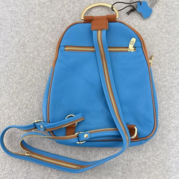 Valentina Italy Genuine Leather Handbag  Blue Aqua Purse Backpack NWT main image 8